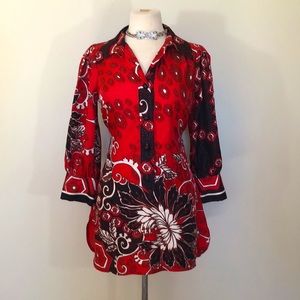 Tracy Reese bold and beautiful floral silk shirt dress
